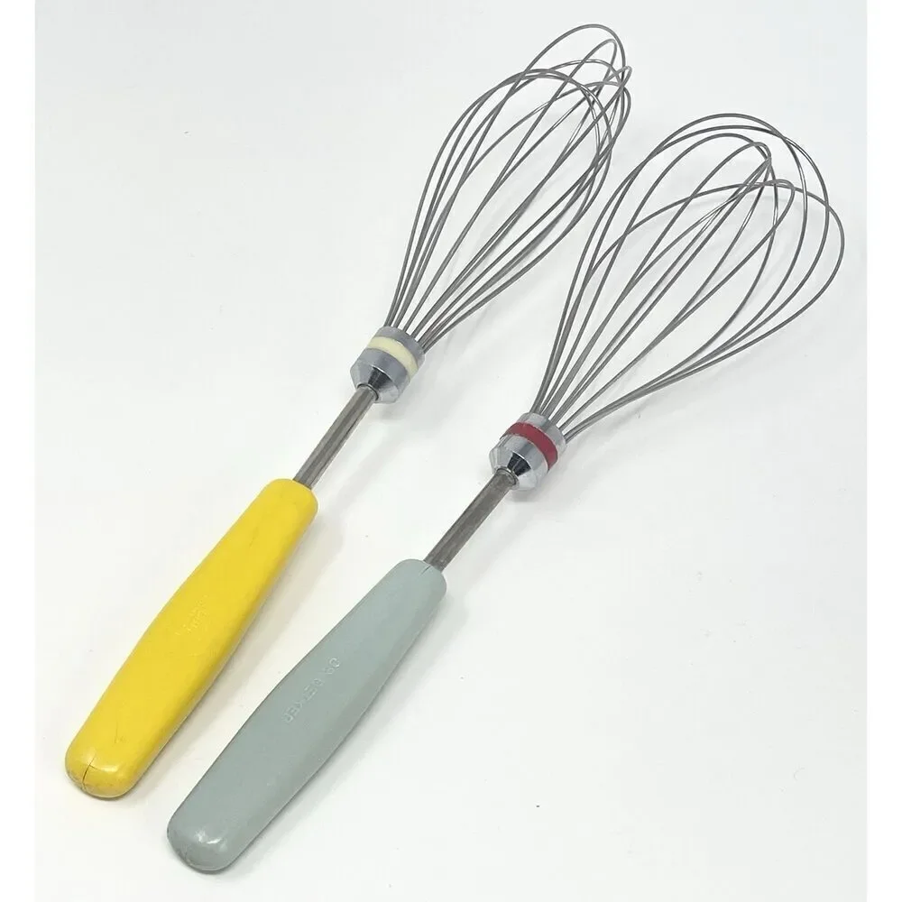 Dr Oetker Germany Vintage Retro Melamine Whisks Set Of 2 Yellow Blue 11.5”